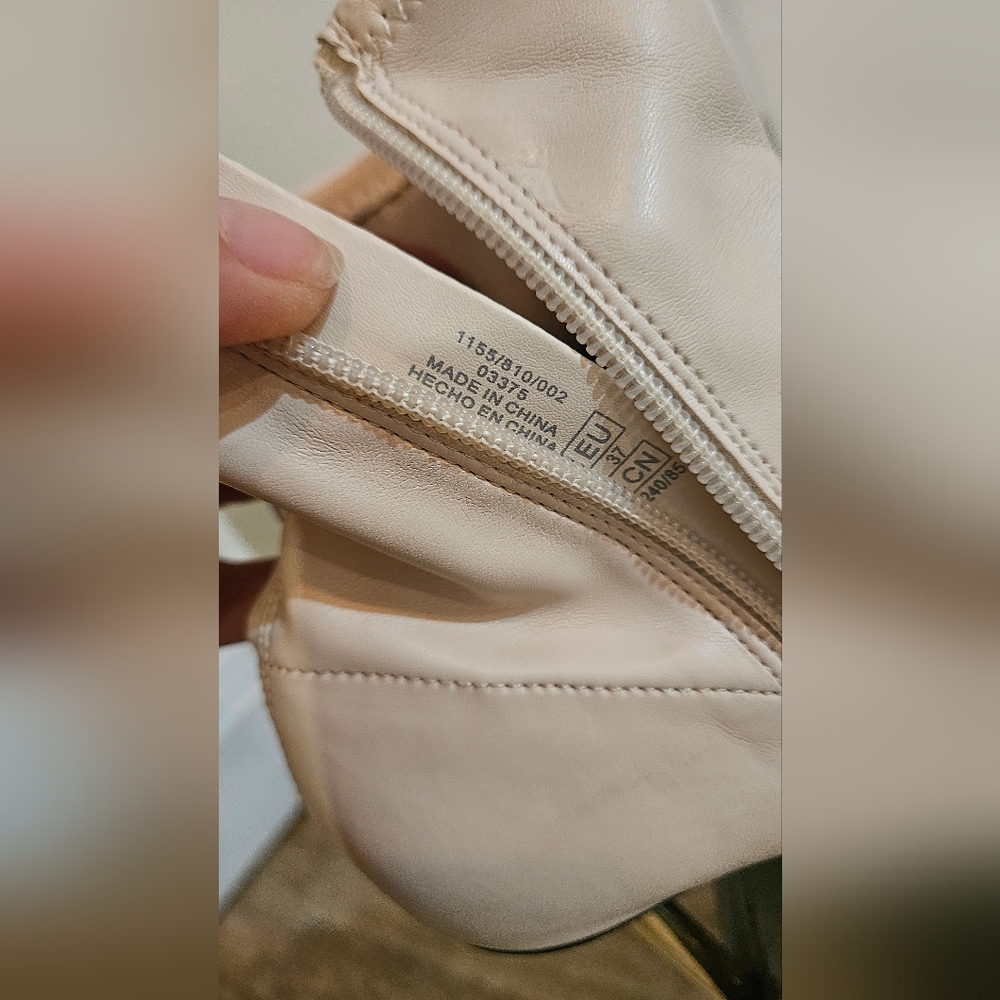 ZARA Cream/ivory Gold Stiletto Heeled Zip Booties. 3.75". Size US 6.5 - Picture 10 of 15